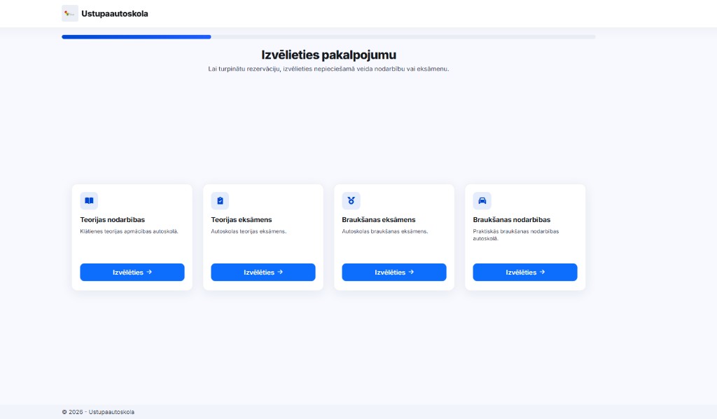 Kursants izvēlas pakalpojumu